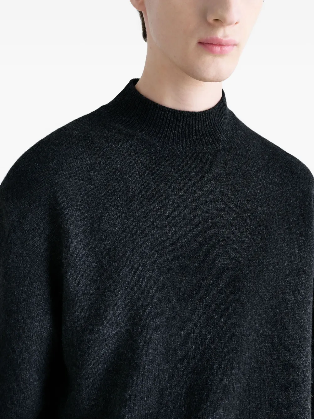 LEMAIRE mock-neck ribbeed sweater Grijs