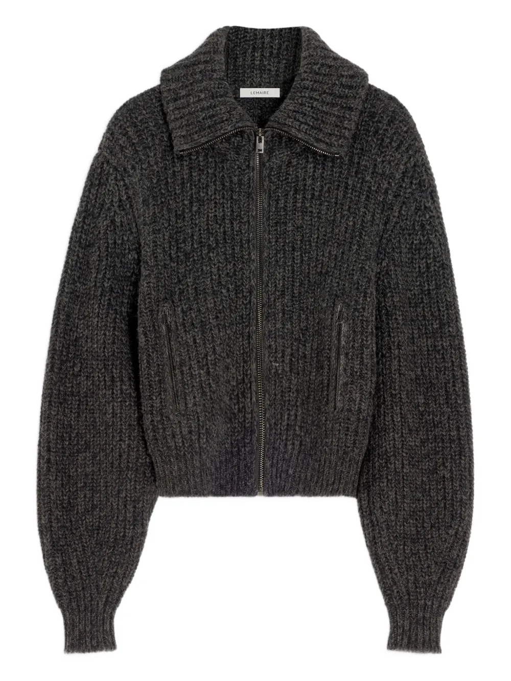 Lemaire Ribbed Zip-up Cardigan In Black