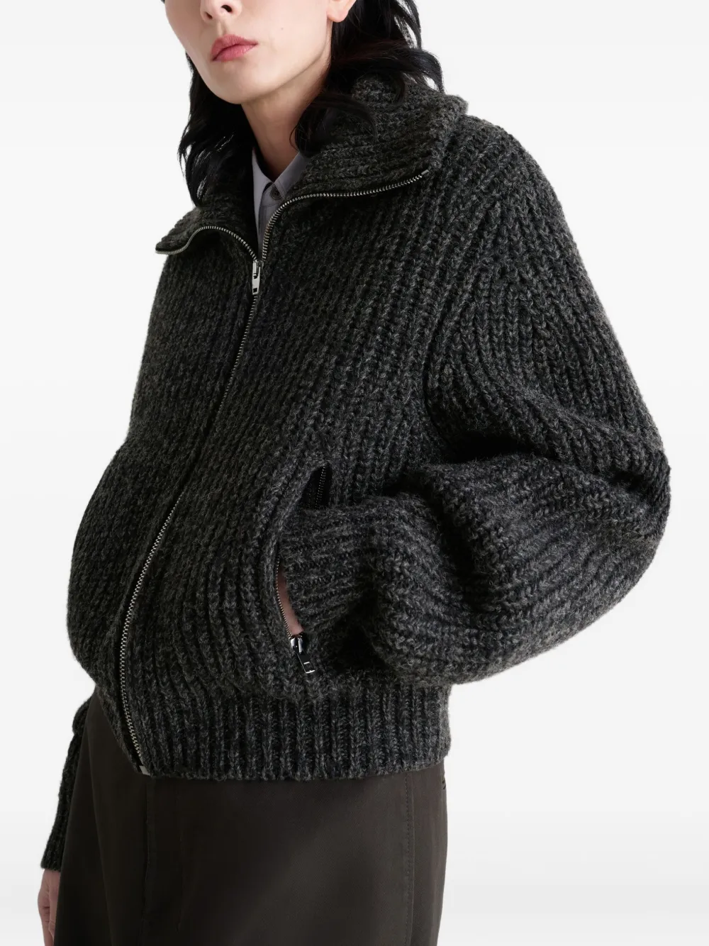 LEMAIRE Geribbeld vest met rits Bruin