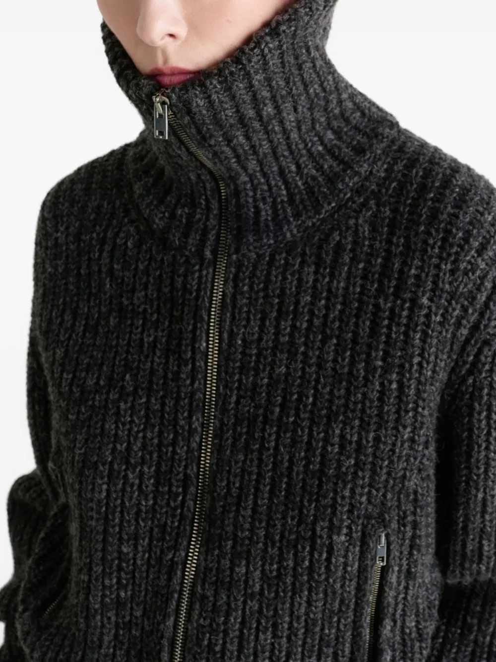 LEMAIRE Geribbeld vest met rits Bruin