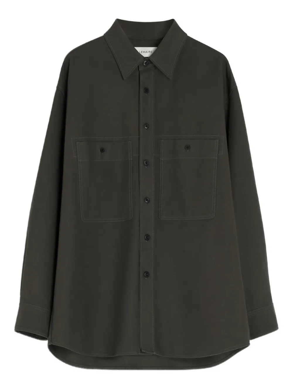 Lemaire Patch-pocket Twill Overshirt In Green