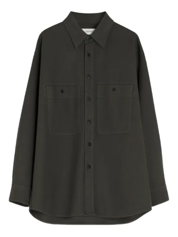 LEMAIRE patch-pocket Twill Overshirt | Brown | FARFETCH