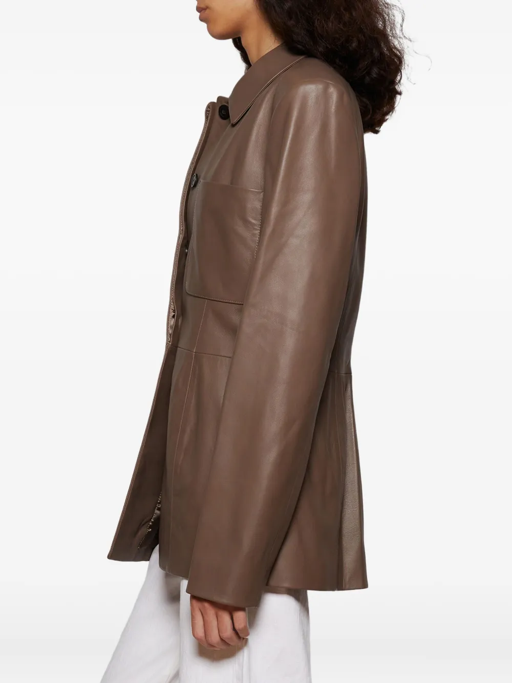Tove Buttoned Patch-pocket Jacket In Brown
