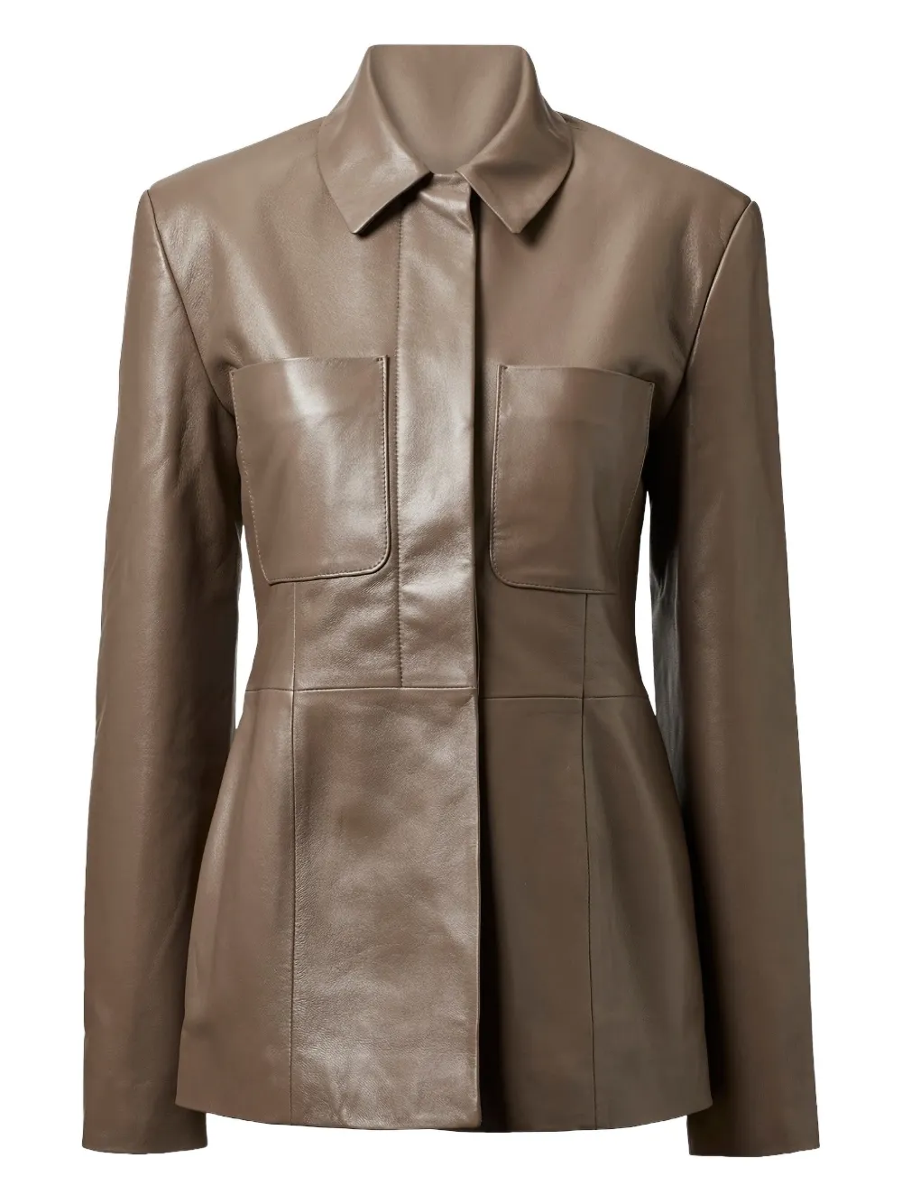 Tove Buttoned Patch-pocket Jacket In Brown