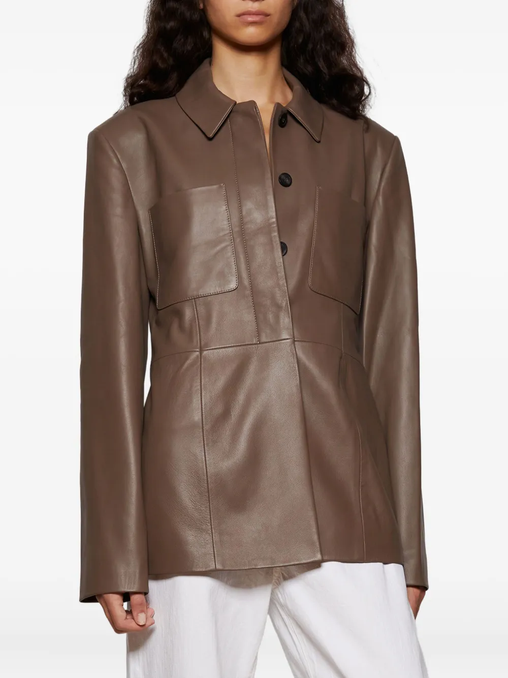 Tove Buttoned Patch-pocket Jacket In Brown
