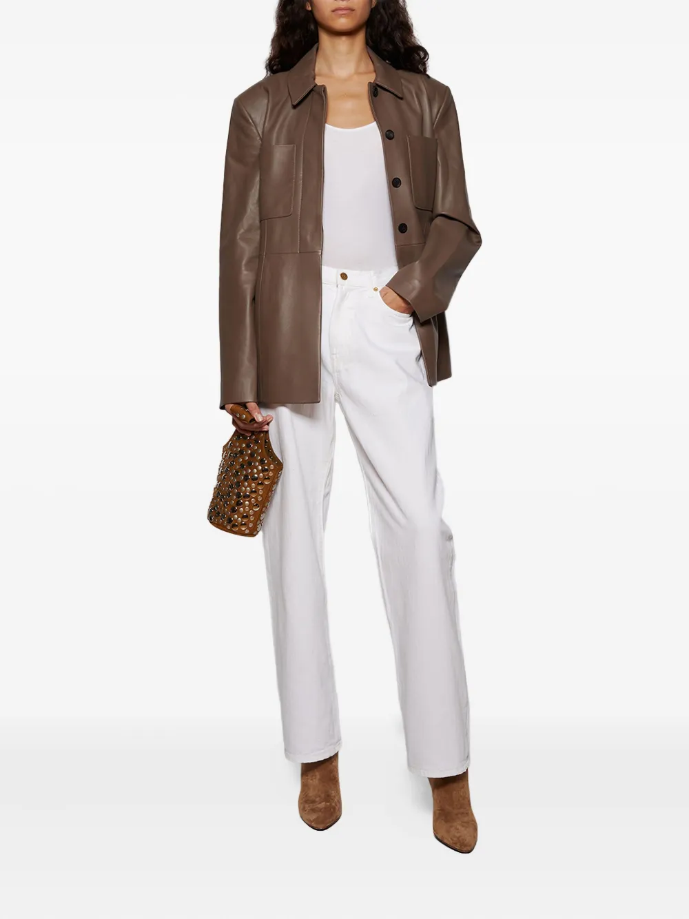 Tove Buttoned Patch-pocket Jacket In Brown