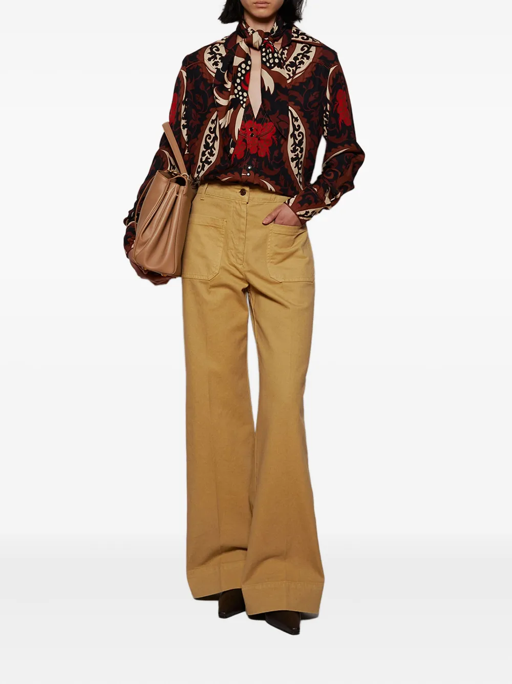 Victoria Beckham patch-pocket flared jeans - Geel