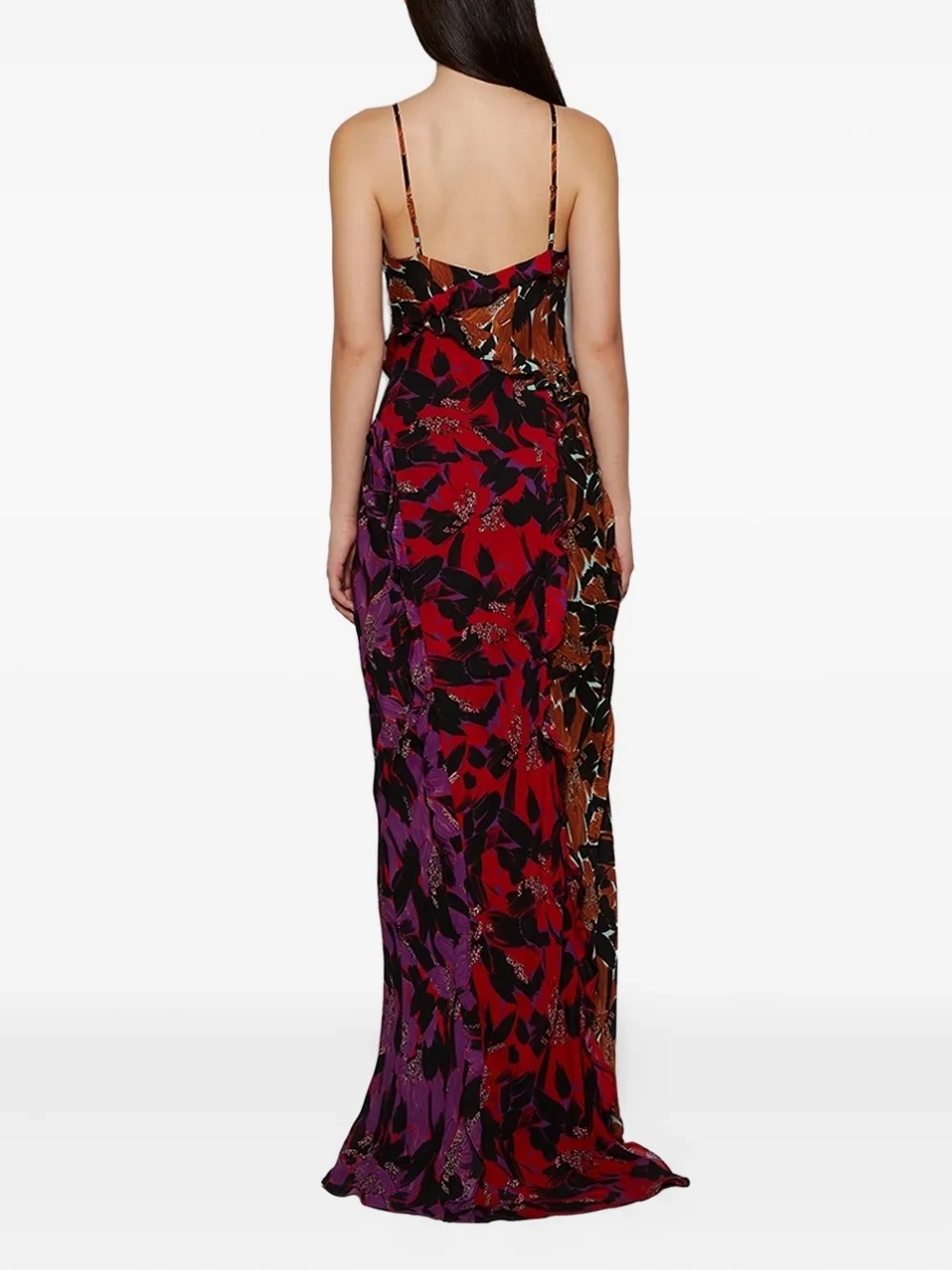 Ace Harper Sterling Floral-print Ruffled Dress In Brown