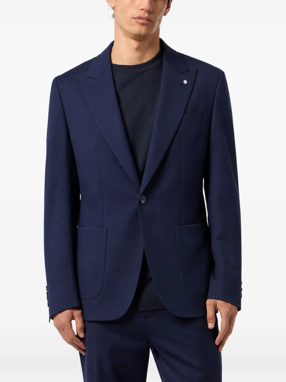 Billionaire logo-embroidered peak-lapel blazer Blauw