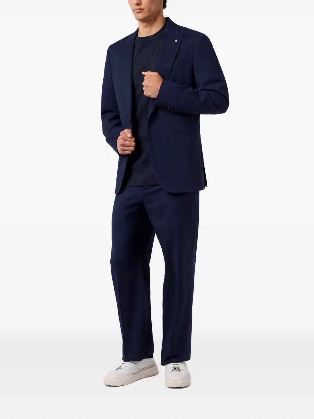 Billionaire logo-embroidered peak-lapel blazer Blauw