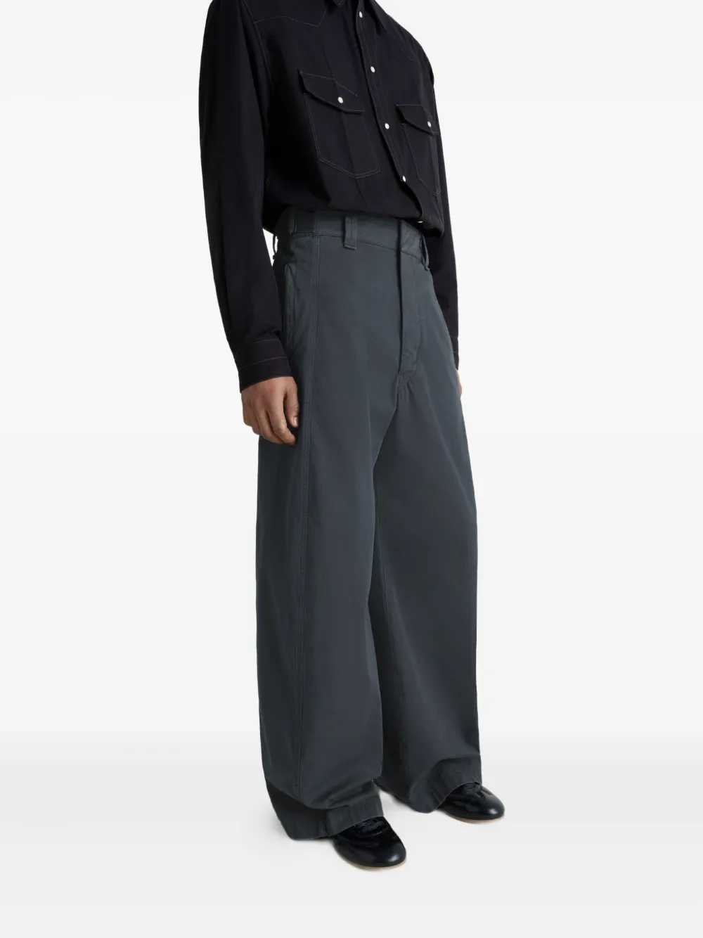Lemaire Side-tabs Trousers In Gray