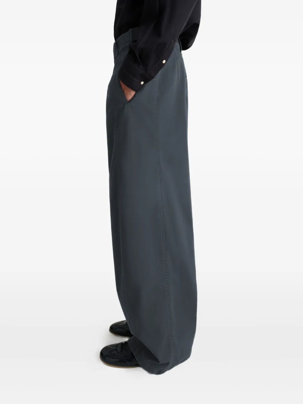 Lemaire Side-tabs Trousers In Gray