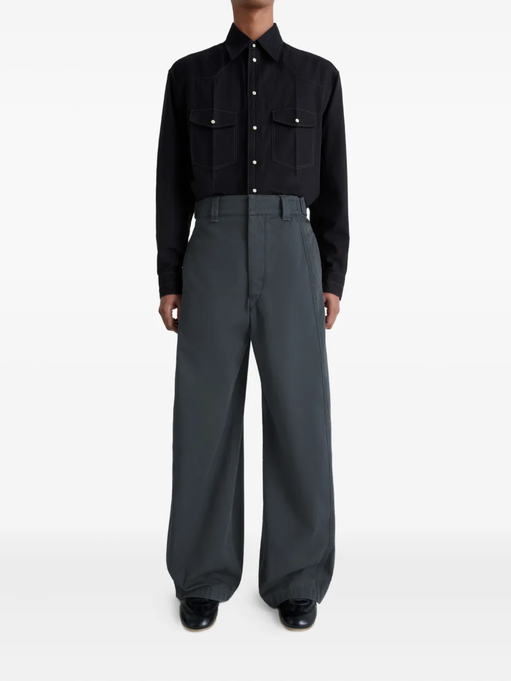 Lemaire Side-tabs Trousers In Gray