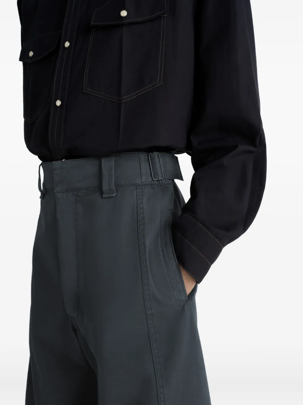 Lemaire Side-tabs Trousers In Gray