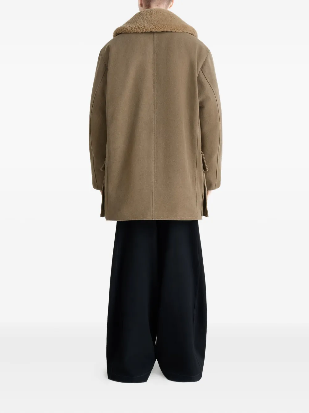 Lemaire Shearling-collar Parka In Brown