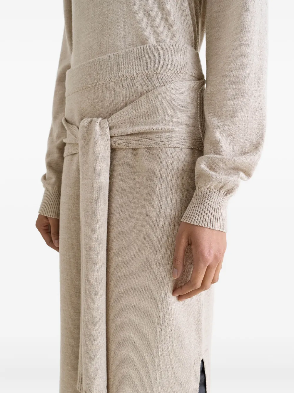 Lemaire Trompe L'oeil Midi Knitted Skirt In Neutral