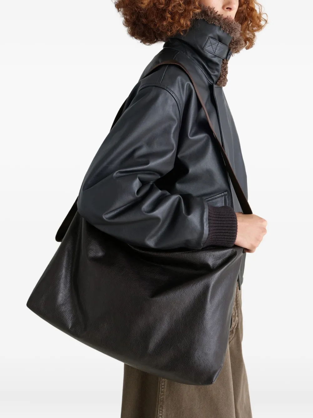 LEMAIRE Folio schoudertas met rits Bruin