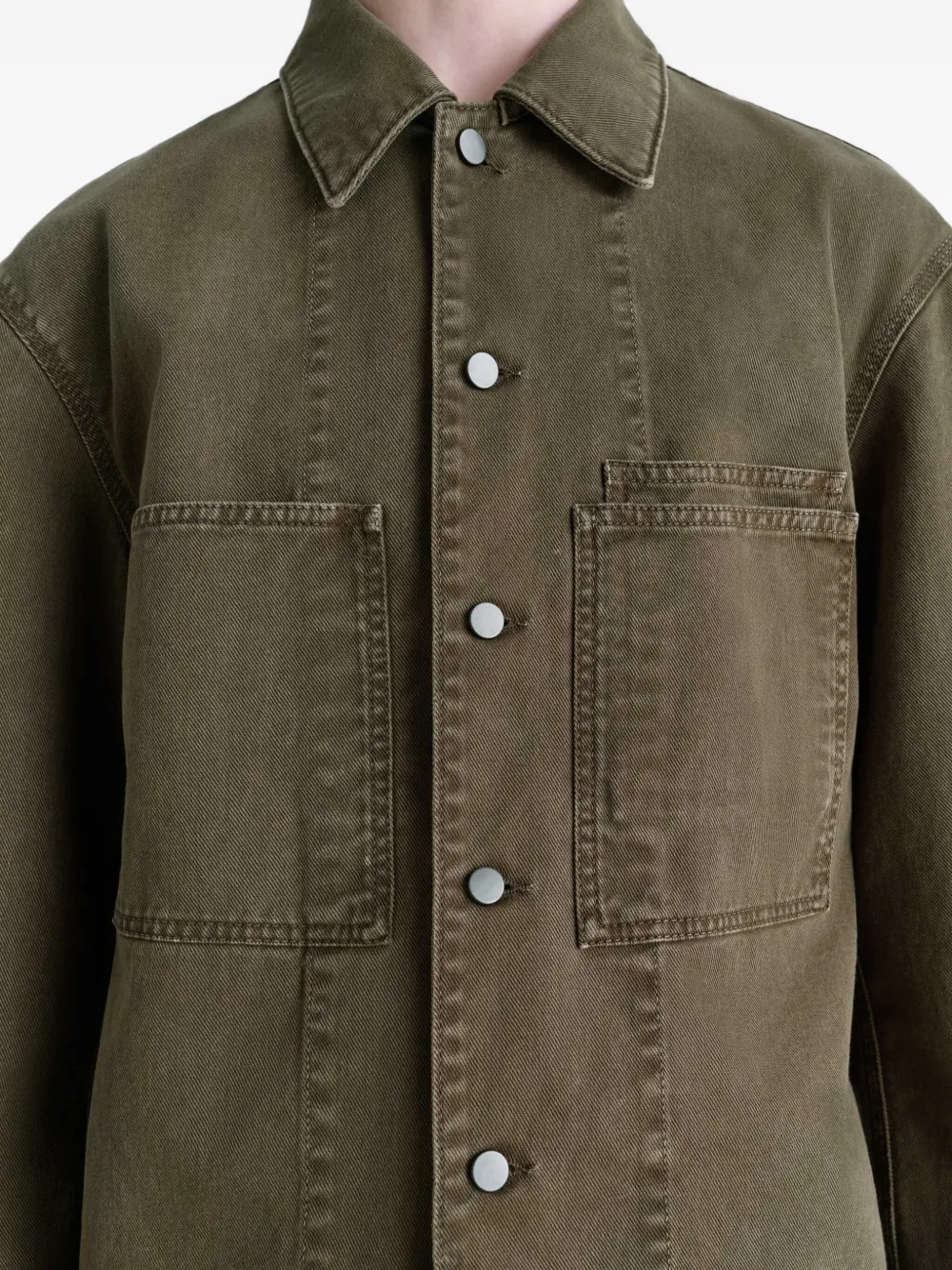 Lemaire Patch-pocket Denim Overshirt In Green