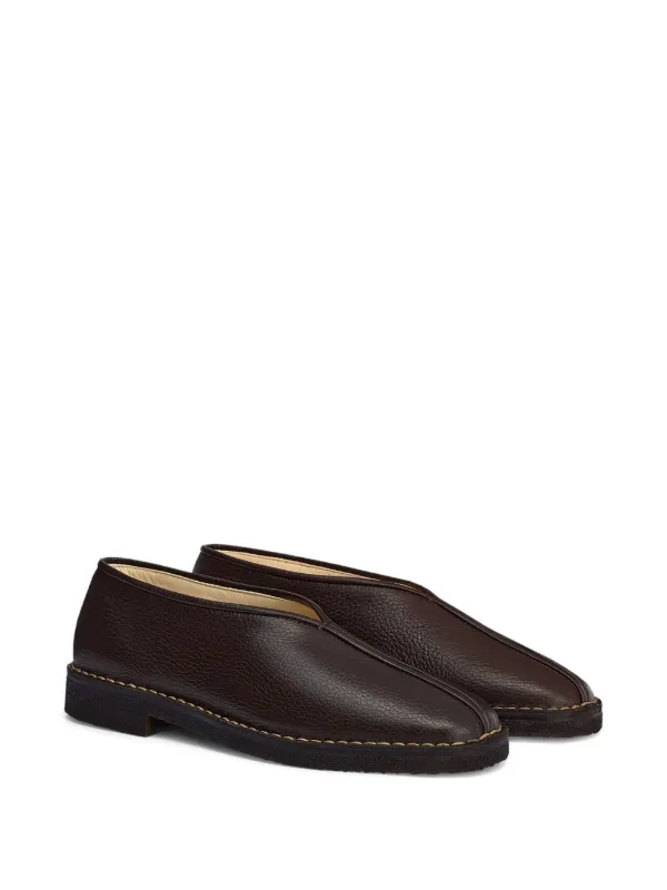 LEMAIRE Piped square-toe Slippers | Brown | FARFETCH