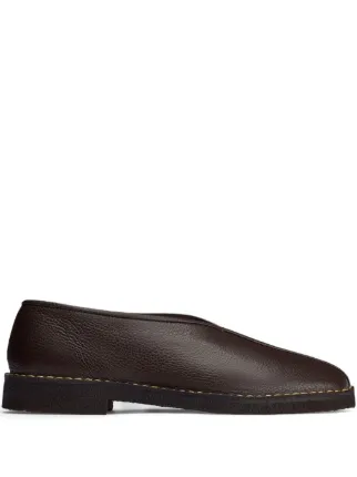 LEMAIRE Piped square-toe Loafers | Brown | FARFETCH
