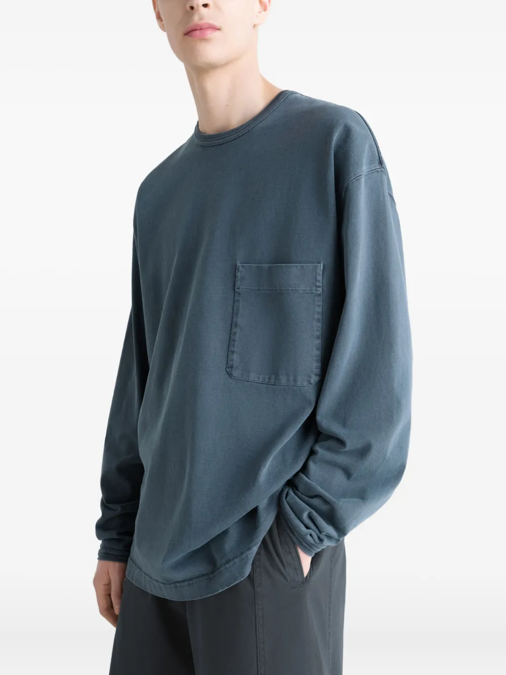 LEMAIRE T-shirt met lange mouwen en zak BL807 STONE BLUE