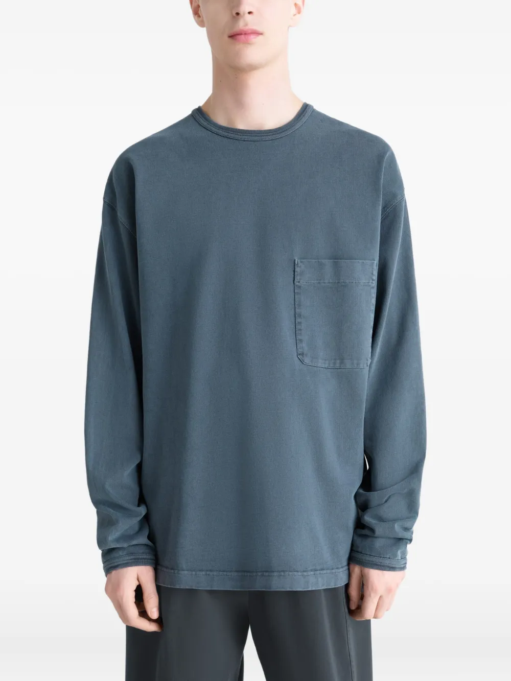 LEMAIRE T-shirt met lange mouwen en zak BL807 STONE BLUE