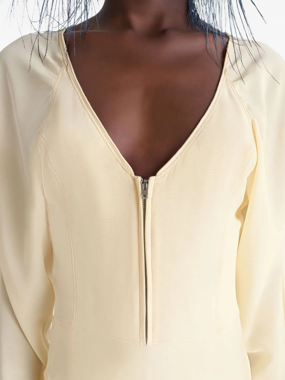 LEMAIRE Midi-jurk met raglan mouwen en halve rits Geel