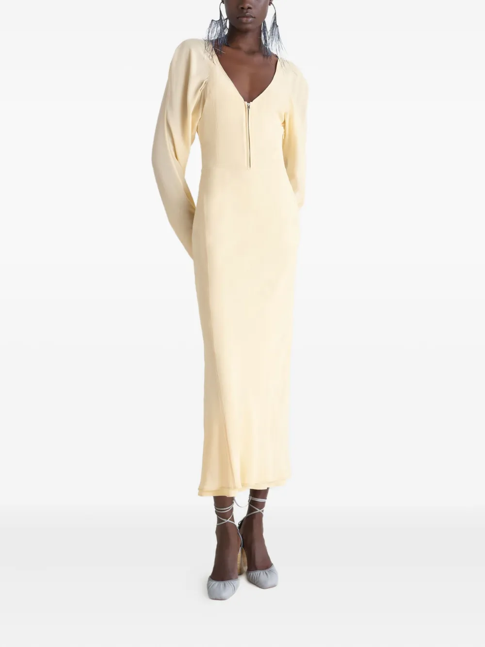 LEMAIRE Midi-jurk met raglan mouwen en halve rits - Geel