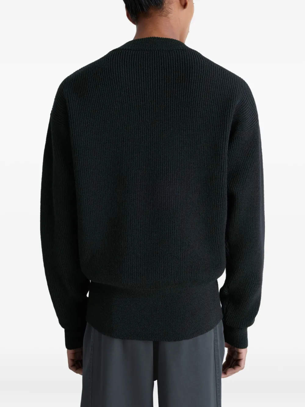 LEMAIRE Geribbelde wollen sweater met ronde hals Zwart