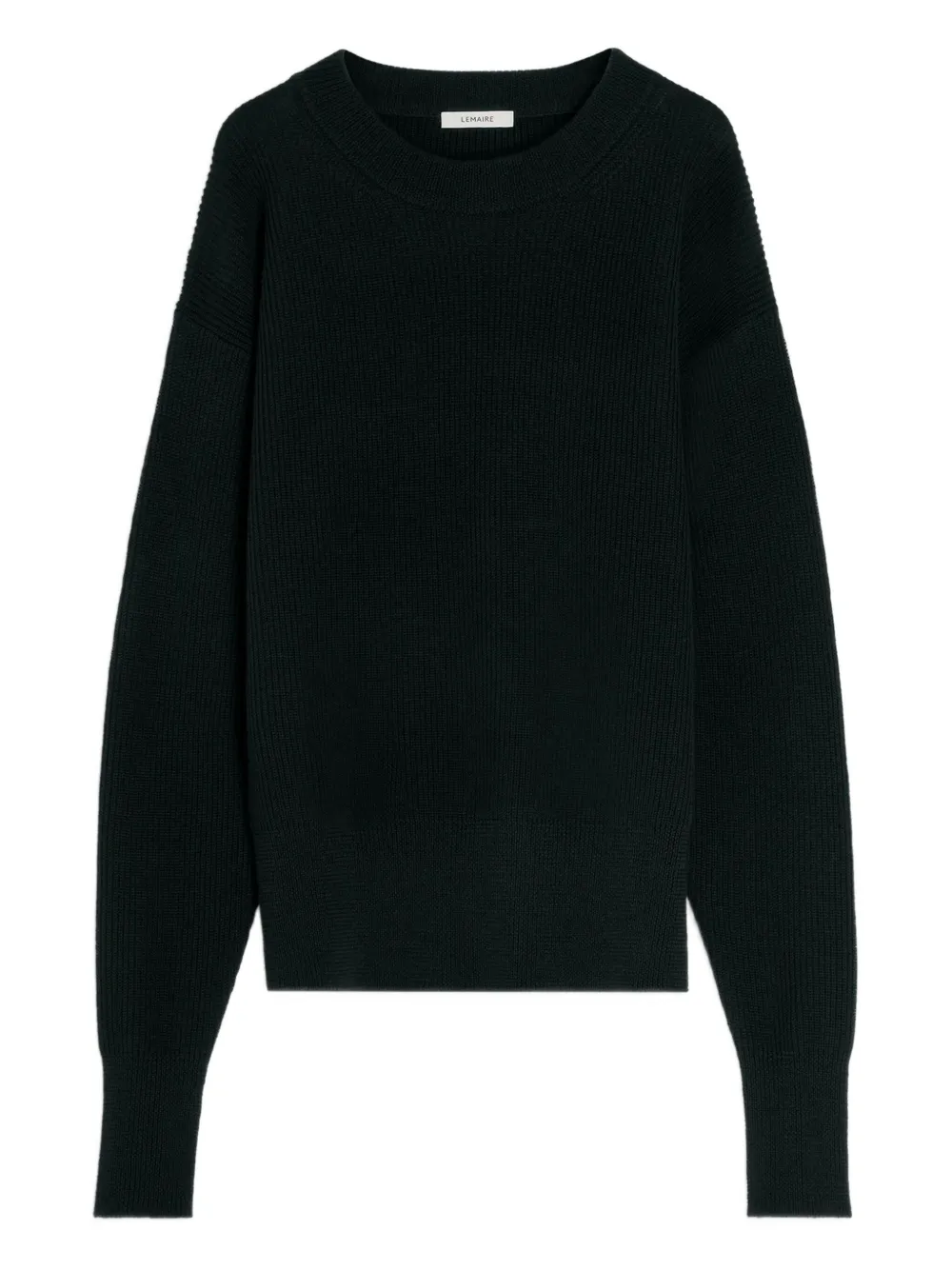 LEMAIRE Geribbelde wollen sweater met ronde hals Zwart