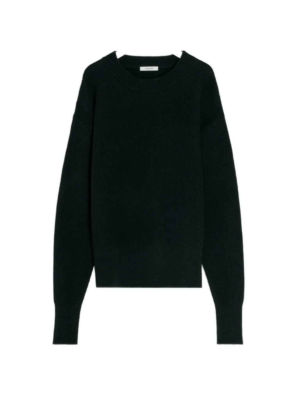 LEMAIRE Geribbelde wollen sweater met ronde hals Zwart
