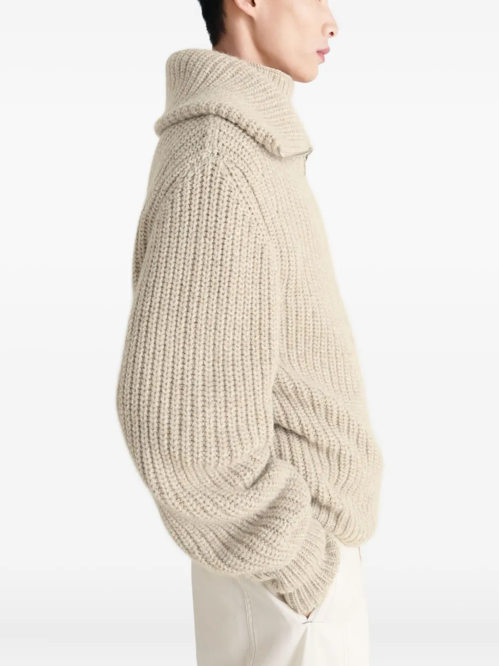 LEMAIRE Geribbeld vest met ritssluiting Beige
