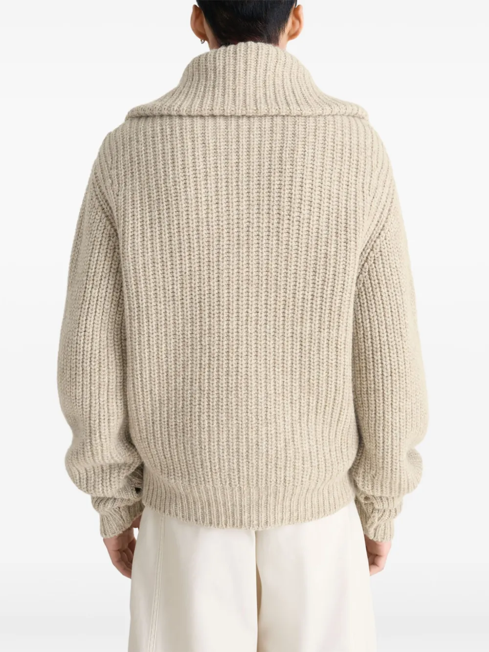 LEMAIRE Geribbeld vest met ritssluiting Beige
