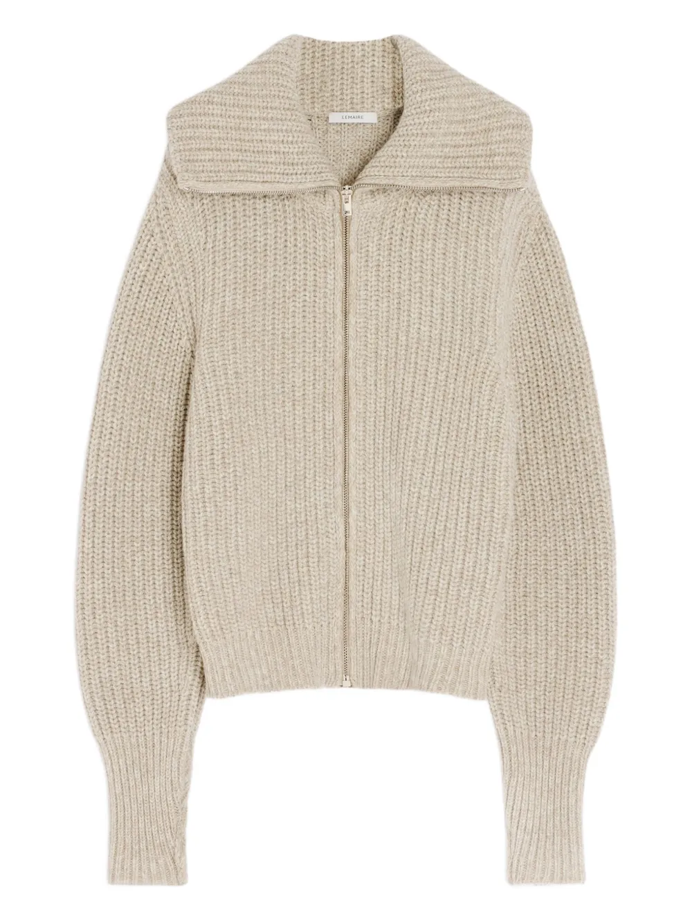 Lemaire Ribbed Zip-fastening Cardigan In Neutral