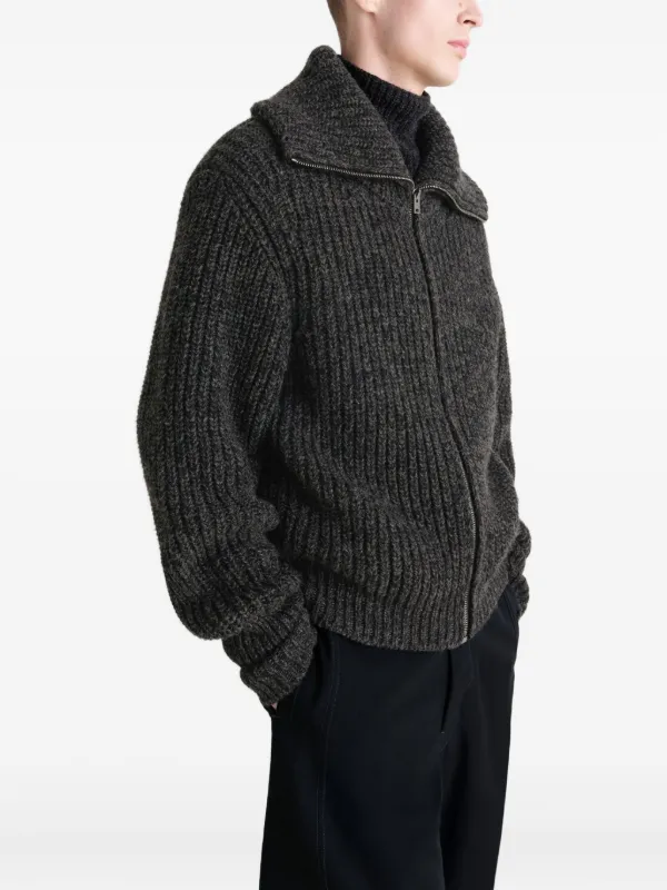 LEMAIRE Ribbed zip-up Cardigan | Black | FARFETCH