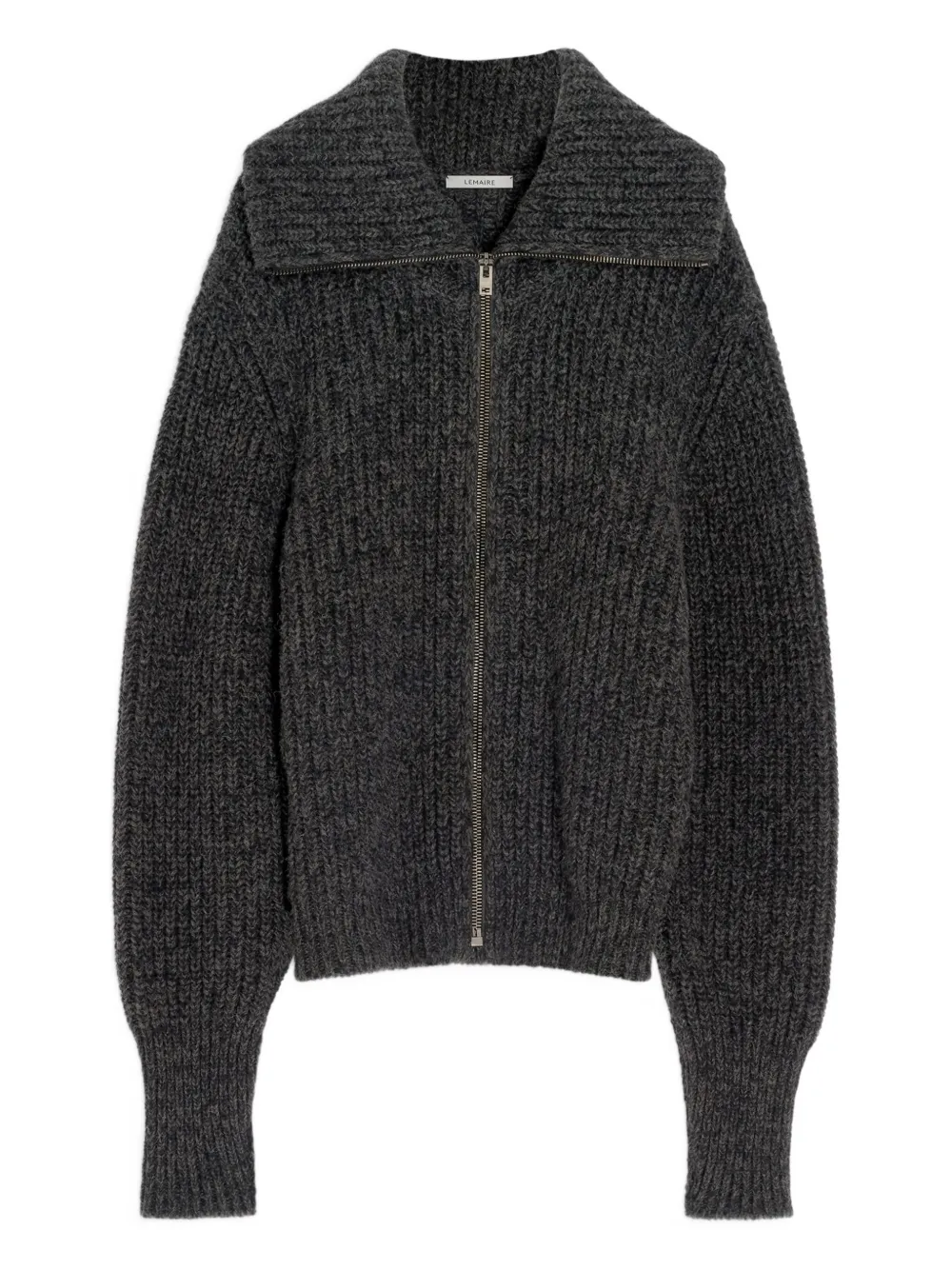 Lemaire Ribbed Zip-up Cardigan In Gray