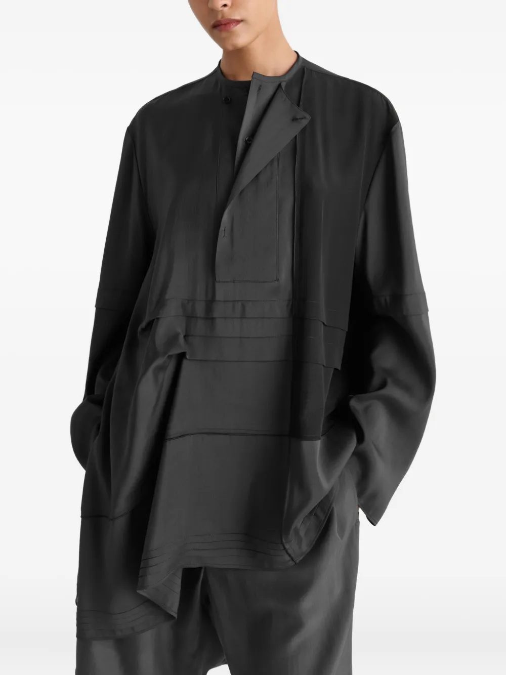 Lemaire Pleated Asymmetrical Blouse In Gray