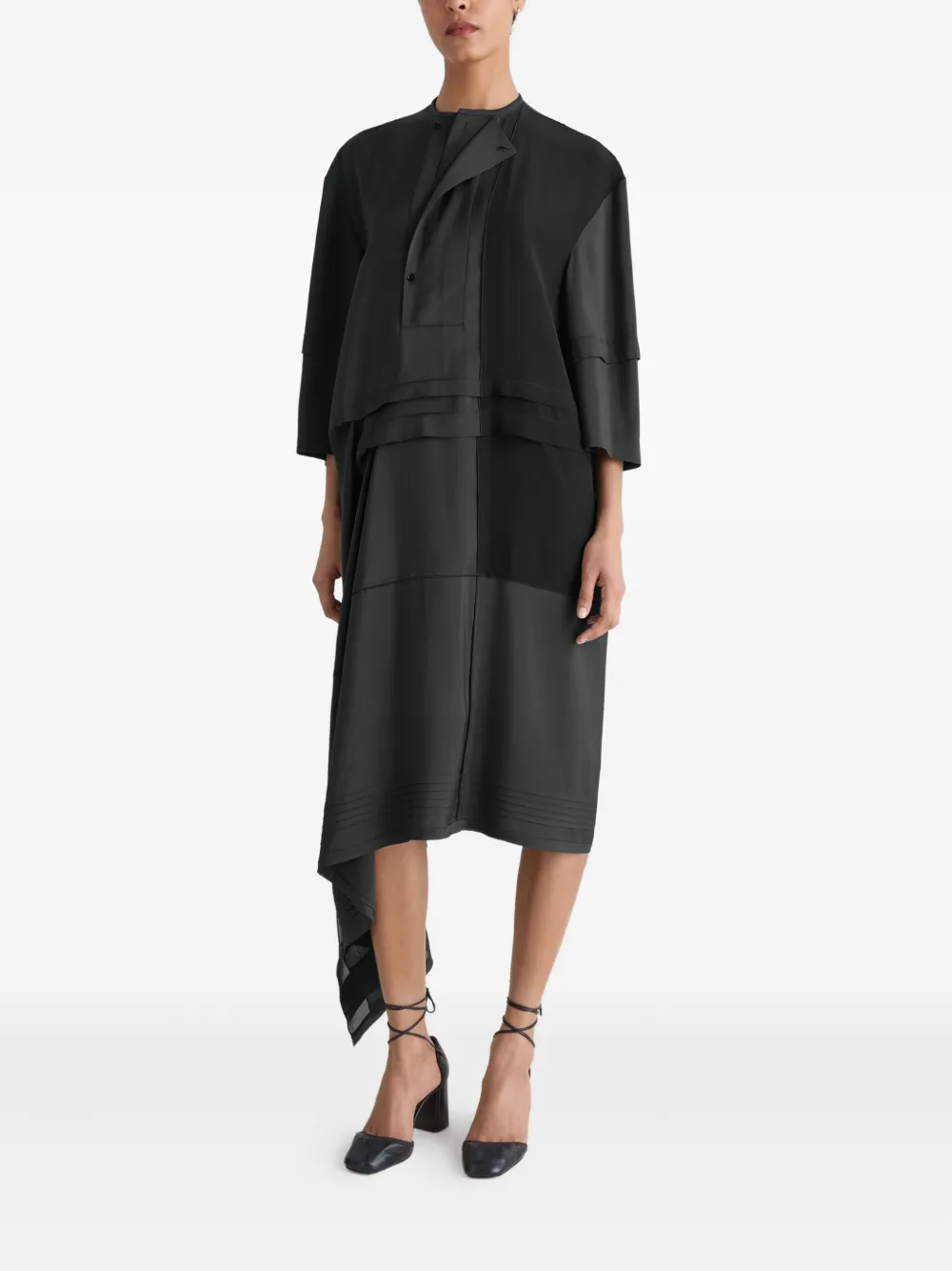 LEMAIRE Asymmetrische geplooide blousejurk - Zwart