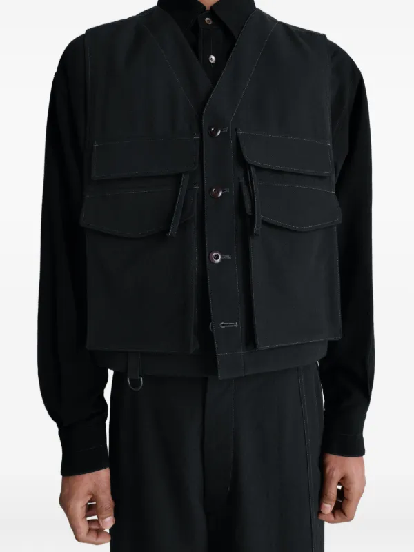 LEMAIRE Utility button-fastening Gilet | Black | FARFETCH