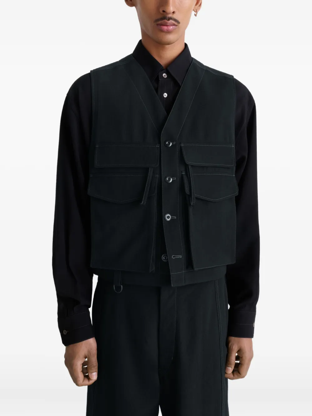 LEMAIRE Cargo gilet met knoopsluiting Zwart