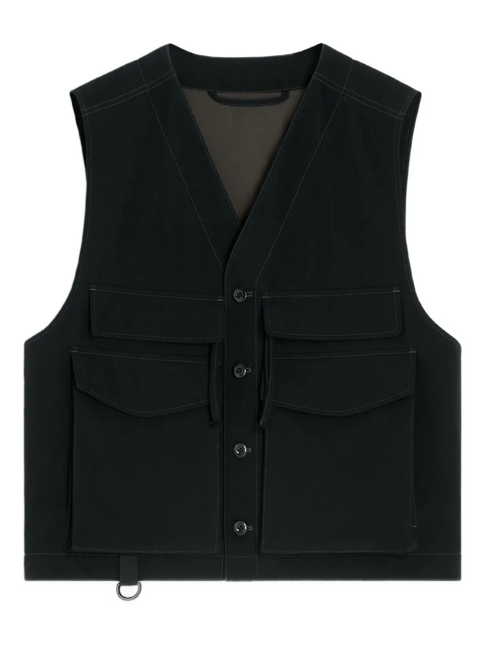 Lemaire Utility Button-fastening Gilet In Black