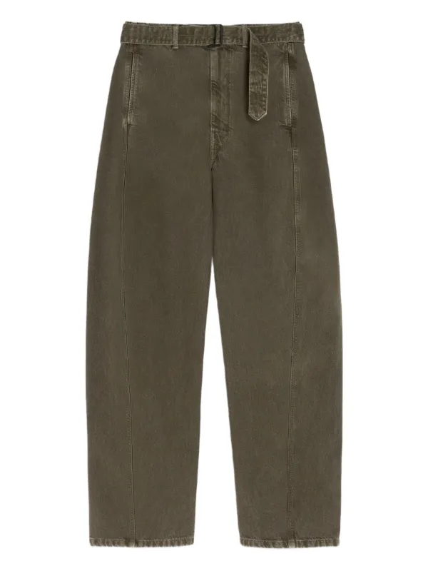 LEMAIRE ツイスト ベルテッド パンツ | グリーン | FARFETCH JP