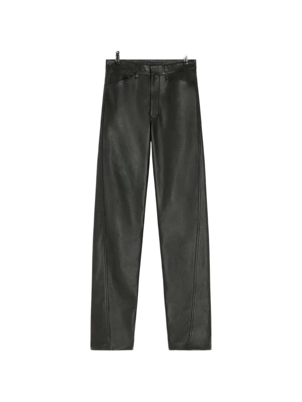LEMAIRE Twisted five-pocket leather trousers - Black
