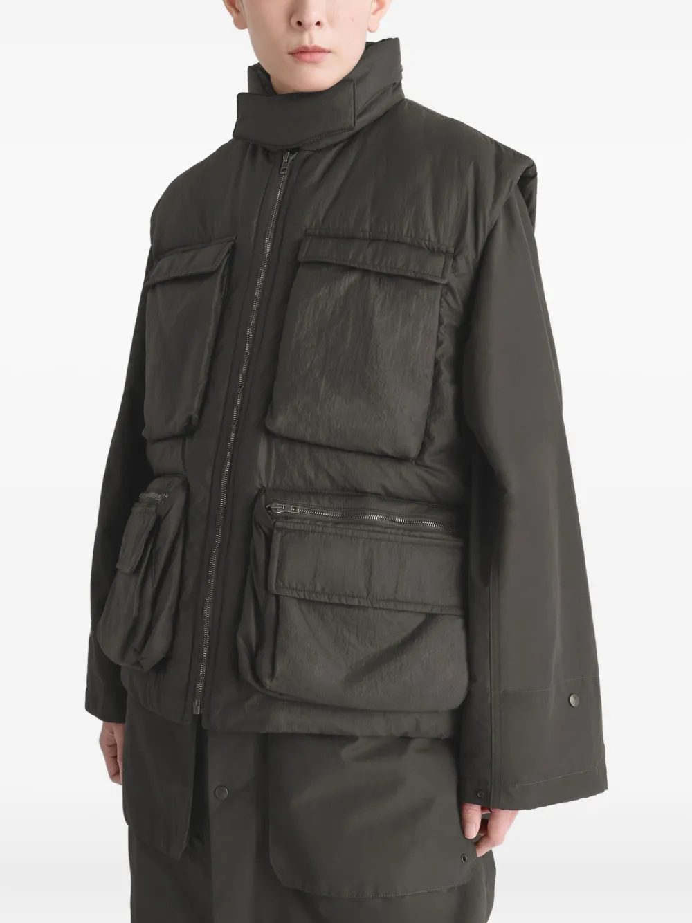 LEMAIRE Bodywarmer met ritssluiting en meerdere zakken Bruin