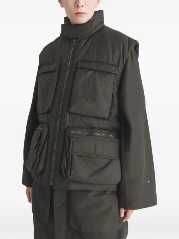 LEMAIRE Wadded zip-fastening multiple-pocket Gilet | Brown