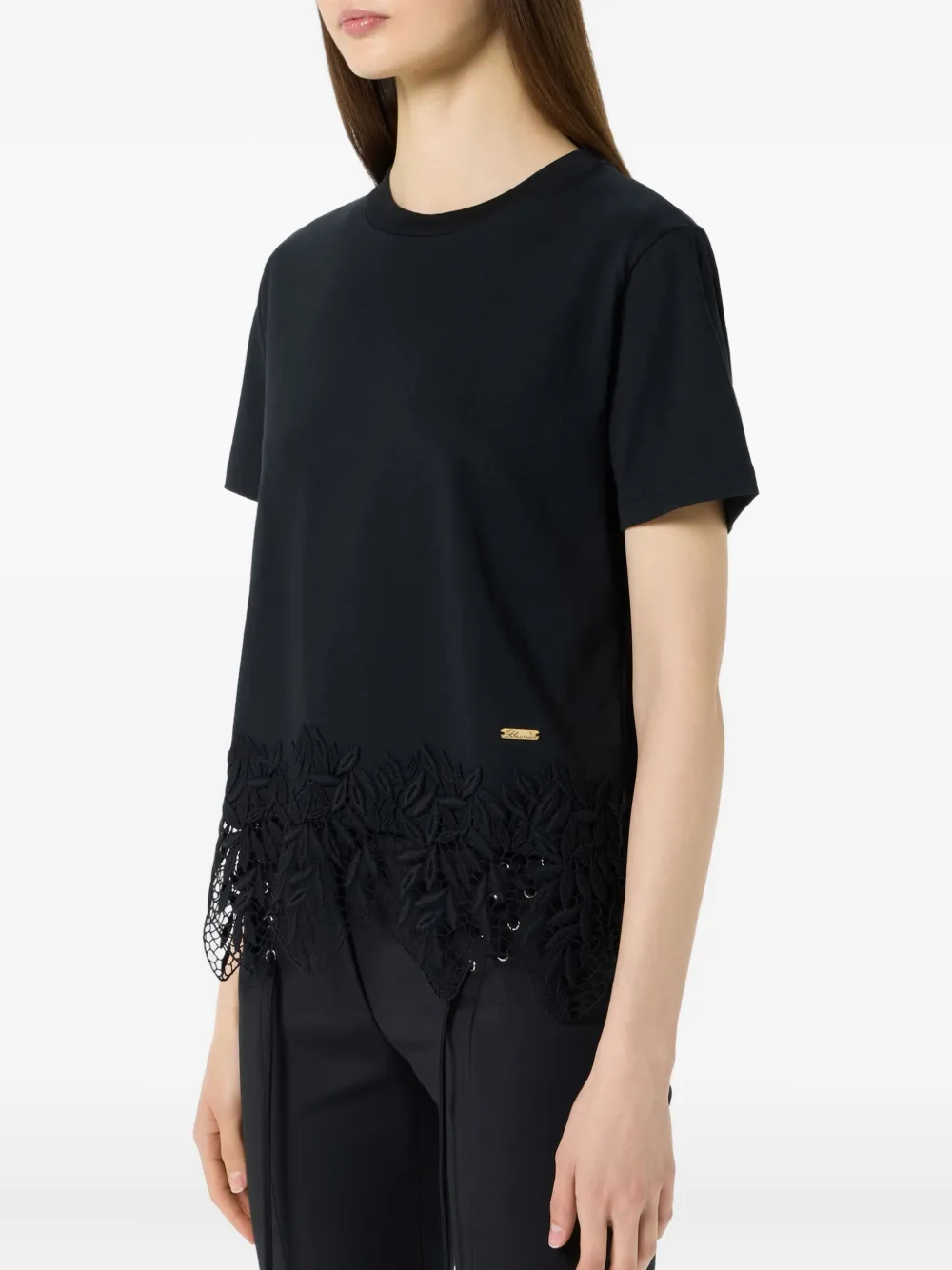 Blumarine lace-trim T-shirt Zwart