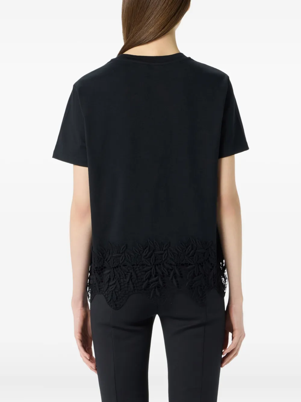 Blumarine lace-trim T-shirt Zwart
