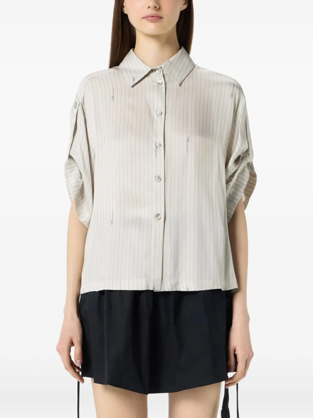 Blumarine pinstriped button-up shirt Beige