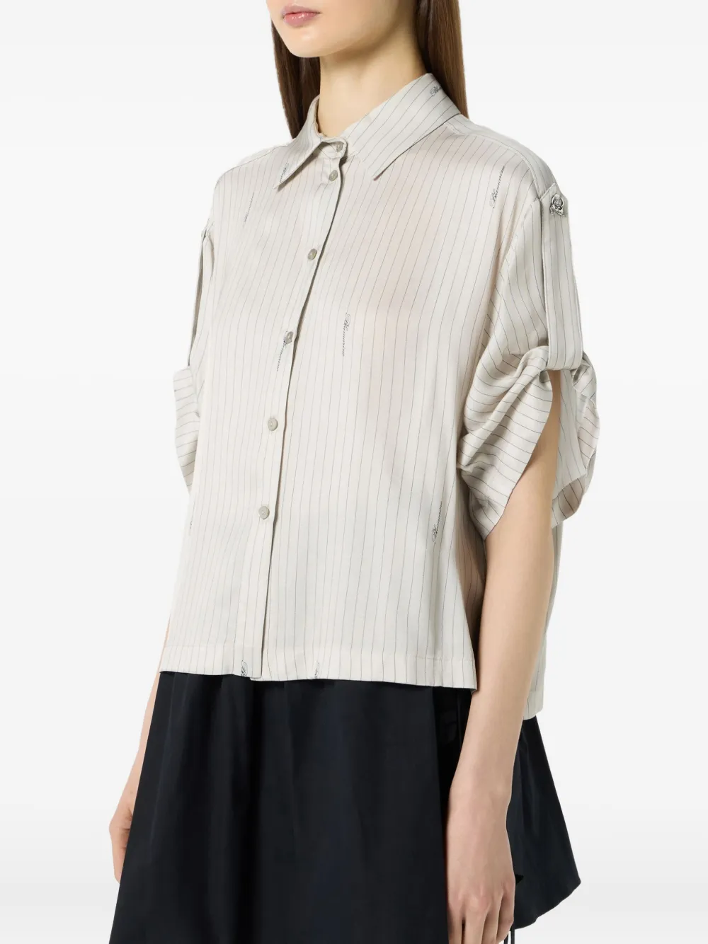 Blumarine pinstriped button-up shirt Beige