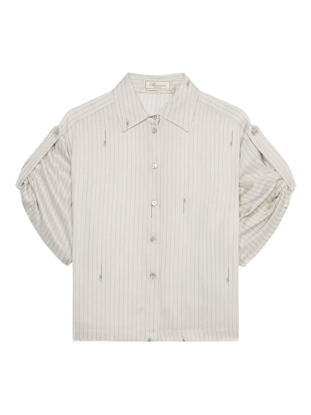 Blumarine pinstriped button-up shirt | Neutrals | Image 1